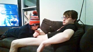 Green Socked Loser Cums below Heather Kane pressure!