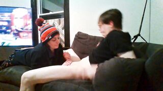 Green Socked Loser Cums below Heather Kane pressure!