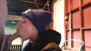 Wearing A Northface CIGARETTE SMOKIN' BJ IN GARAGE