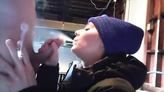 Wearing A Northface CIGARETTE SMOKIN' BJ IN GARAGE