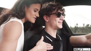 A fast mature woman seduces a youthful rideshare driver.