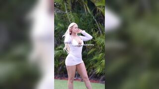 Golden-haired Sexy Gal Large Butt - Erotic Cheeks Out Hot!
