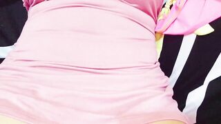 Playing my tiny cunt and large teat