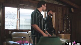 Fastened up to a couch Oriental mother I'd like to fuck gets double permeated by 2 travelers