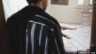 Fastened up to a couch Oriental mother I'd like to fuck gets double permeated by 2 travelers