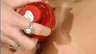 Blonde lesbian plays with big clit redhead's labia pt6