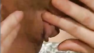 Brunette lesbian plays with big clit redhead's labia pt4