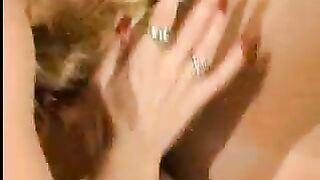 Sexy blonde milf plays with lesbian's big clit and labia pt3