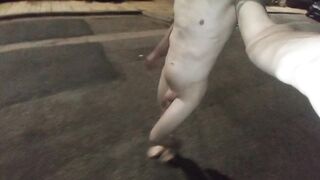 Naked walk in public and cum