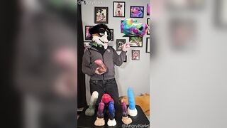 WILL THE KNOT FIT? @AngryBarks tries poking 6 Weredog toys into Azure's Snoot