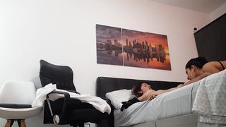 I screw my ally at her boyfriend's abode.