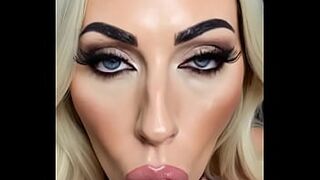 POV: mother I'd like to fuck takes cum in her throat but keeps on sucking