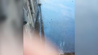 Exhibitionist wife at the carwash pov hubby films