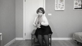 Aged breasty teacher screws her holes to climax.