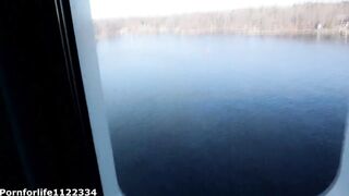 Screwing random beauty in cruise boat cabin with cum on her round booty