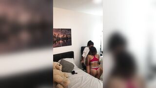 I screw my girlfriend with a thong-on until that babe has an climax