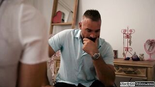 Stepdaughter Madison Wilde is sucking on a sex-toy when her stepdad walks in.The teen wanted some experience but didnt await him to take his wang out