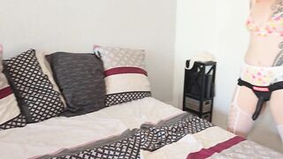 Hard lesbo sex with a belt on anal in Cap d'Agde