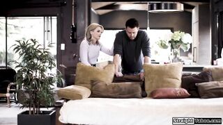 Teen Lola Fae feels sorry for her mums bf and suggests some relieve.The petite boobs blond is facefucked and gives a footjob previous to anal riding his penis