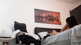 I bang my girlfriend's vagina on all fours with a harness and we make bewitching groans