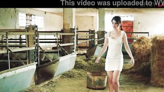 Gang Screw in the farm with Sara Bell: Anal, double penetration, eating cum