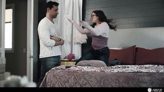 Buff Step Dad FREEZES Spoiled Stepdaughter to Give Her the Climax of a Lifetime