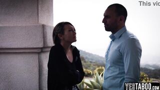 Tiny bushy blond mother I'd like to fuck has to let a large wang guy screw her taut lil snatch