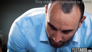 Tiny bushy blond mother I'd like to fuck has to let a large wang guy screw her taut lil snatch