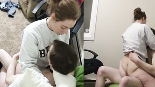 Refuses to Hop Off & Stays Seating On his Cock the Entire Creampie Thru - Heather Kane