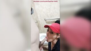 Casino Ejaculation all over her face from loser in a restroom
