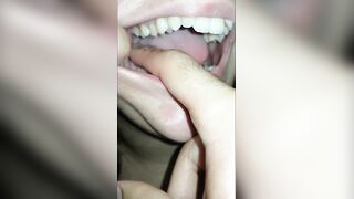 hotty biting hard finger