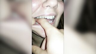 hotty biting hard finger