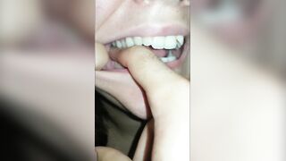 hotty biting hard finger