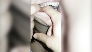 hotty biting hard finger