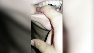 hotty biting hard finger