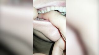 hotty biting hard finger