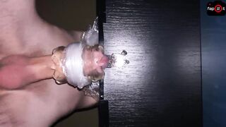 Verbal Man Banging Fleshlight Whilst Groaning Until Oozing Cum - 4K