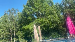 Luna Stone SLENDER DIPS and MASTURBATES in Neighbour’s Pool - Exhibition Experiment