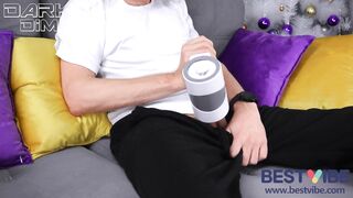 Strong spunk fountain of my thick schlong jointly by Player one from BestVibe makes me climax