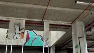 PEE, unshaved twat, high HEELS, leather jacket, mini petticoat, ABANDONED build