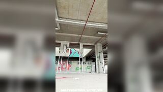 PEE, unshaved twat, high HEELS, leather jacket, mini petticoat, ABANDONED build