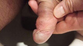 I pee and wank my dickhead.