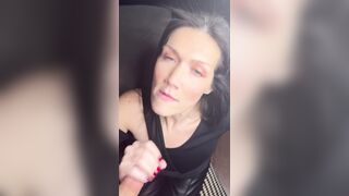 Sexy wife sucks off spouse and swallows his load after a night out with her allies