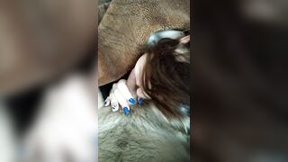 Step sister climbed underneath my blanket to suck - got a ejaculation on her face