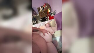 A little big beautiful woman jiggling by a BHM