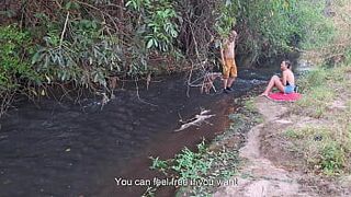 Strangers are caught having sex at the waterfall.