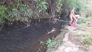 Strangers are caught having sex at the waterfall.