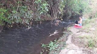 Strangers are caught having sex at the waterfall.