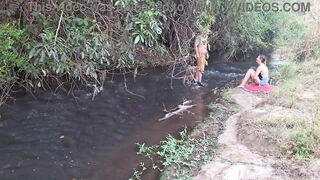 Strangers are caught having sex at the waterfall.
