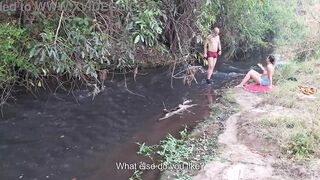 Strangers are caught having sex at the waterfall.